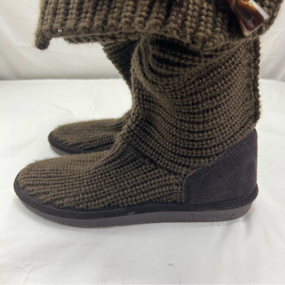 Bearpaw Womens Tall Knit Anastasia Boots Slip-on Size 8 Sheepskin Solid Brown
